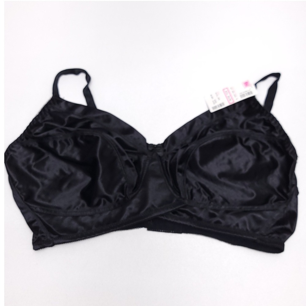 Vintage Stuarts Marianne Petrie Black Satin Full Coverage Bra 44D‎ NWT 530X